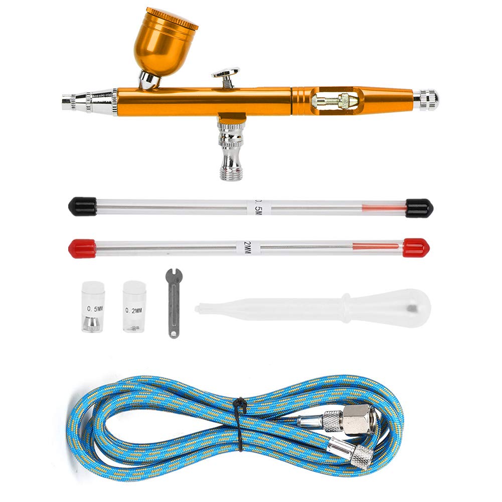 Respicefinem AR130K Pneumatische Spritzpistole mit 0,3-mm-Düse, DIY-Airbrush-Werkzeug, erhältlich in Gold, Schwarz und Rot, mit Doppelfunktionsschaltermodus, 15–50 PSI (Gold) von Respicefinem