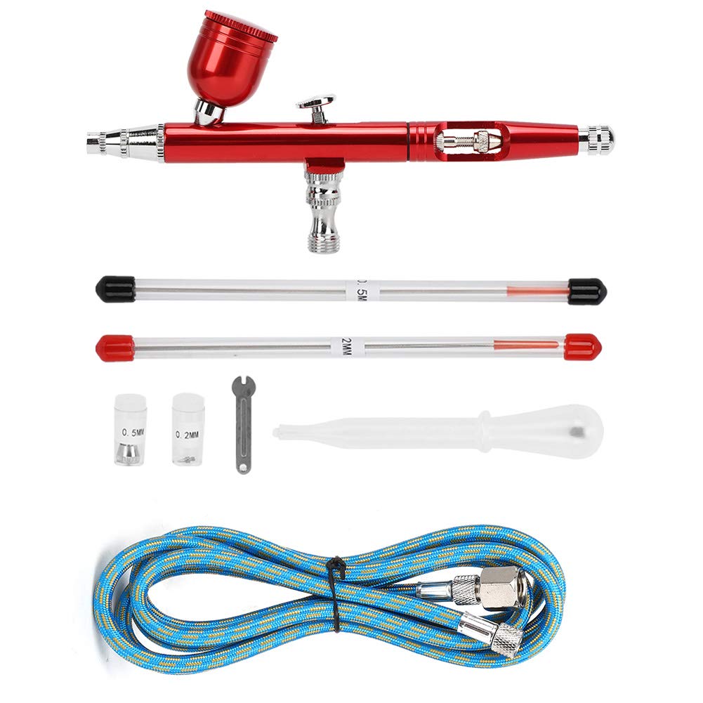 Respicefinem AR130K Pneumatische Spritzpistole mit 0,3-mm-Düse, DIY-Airbrush-Werkzeug, erhältlich in Gold, Schwarz und Rot, mit Doppelfunktionsschaltermodus, 15–50 PSI (Red) von Respicefinem