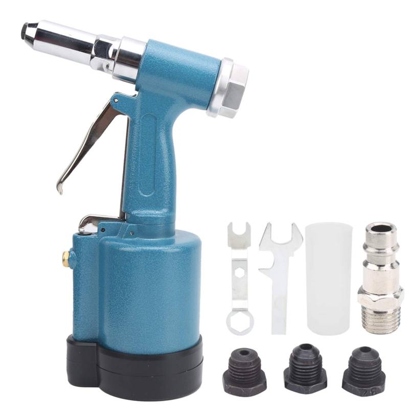 Respicefinem Air Rivet Gun Industrial Grade 3 Jaw Pneumatic Riveter Aviation Aluminum Hydraulic Structure Blue European Style Powerful Tool for Steel Aluminum Rivets (European Style) von Respicefinem