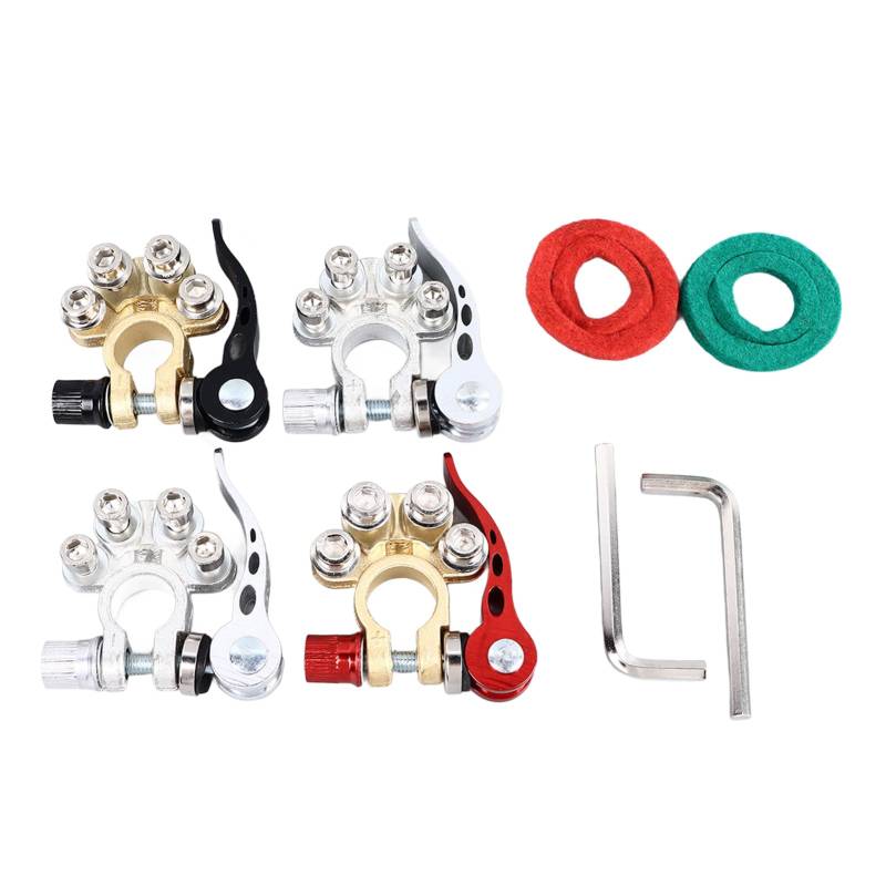 Respicefinem Premium Battery Terminal Connector Kit Copper Quick Release Disconnect for Car Cable with Washer Wrench Ideal for Cars Motorcycles Boats von Respicefinem