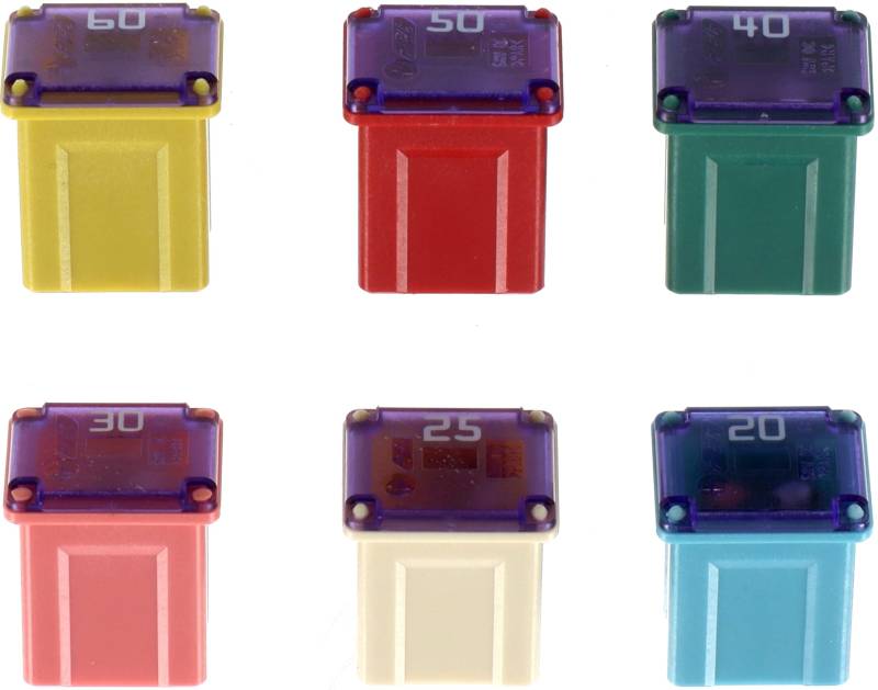 Restagraf - Sortiment Sicherungen J-Case Low Profile für Automotive – Leistung 20 bis 60 A – 58 V – Ref. 217144 – 6 Stück von Restagraf
