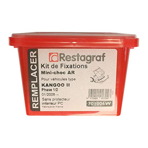 Restagraf - Befestigungsset für Mini-Stoßdämpfer hinten Kangoo II Ph1-2 ohne Unterschutz (01/2008 bis Heute) – Ref. 701006W – Box mit 56 Teilen von Restagraf