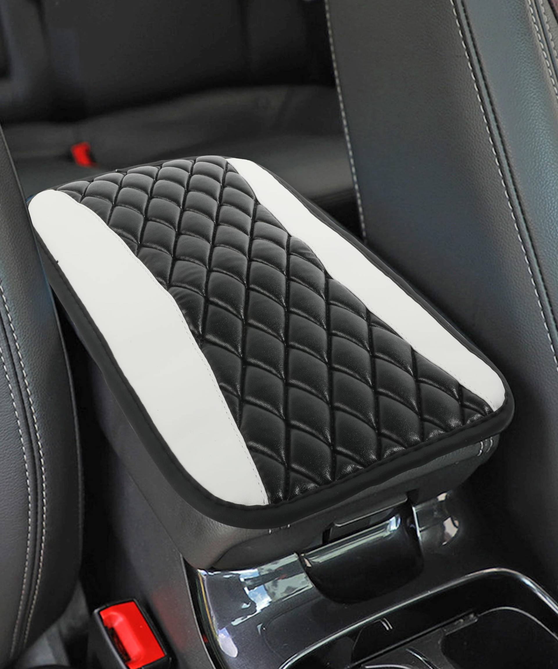 ESEWALAS Auto-Mittelkonsolenbezug, Auto-Mittelkonsolen-Kissen, Lederkonsolen-Armlehnenbezug, wasserdicht, Auto-Armlehnen-Schutzpolster, Fahrzeug-Innenzubehör (weiß) von Reswish