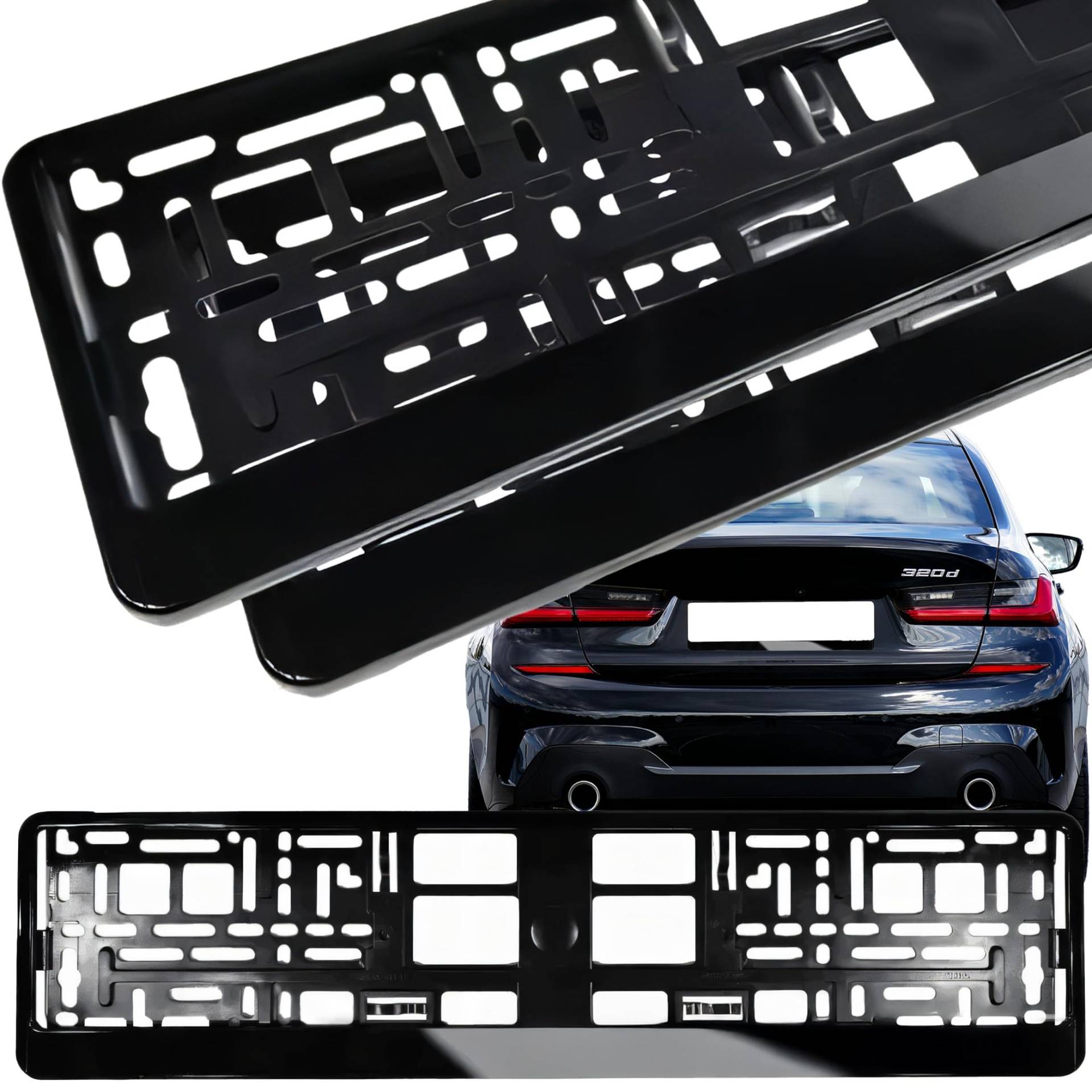 Retoo 2er Set Kennzeichenhalter mit Druckknopfleiste, Nummernschildhalterung, Kennzeichenhalterung, Kfz Kennzeichen Halterung für Autos, Robuste und Wetterfeste, 53 x 13,5 cm, Schwarz Retoo 2er Set Kennzeichenhalter mit Druckknopfleiste, Nummernschildhalterung, Kennzeichenhalterung, Kfz Kennzeichen Halterung für Autos, Robuste und Wetterfeste, 53 x 13,5 cm, Schwarz von Retoo