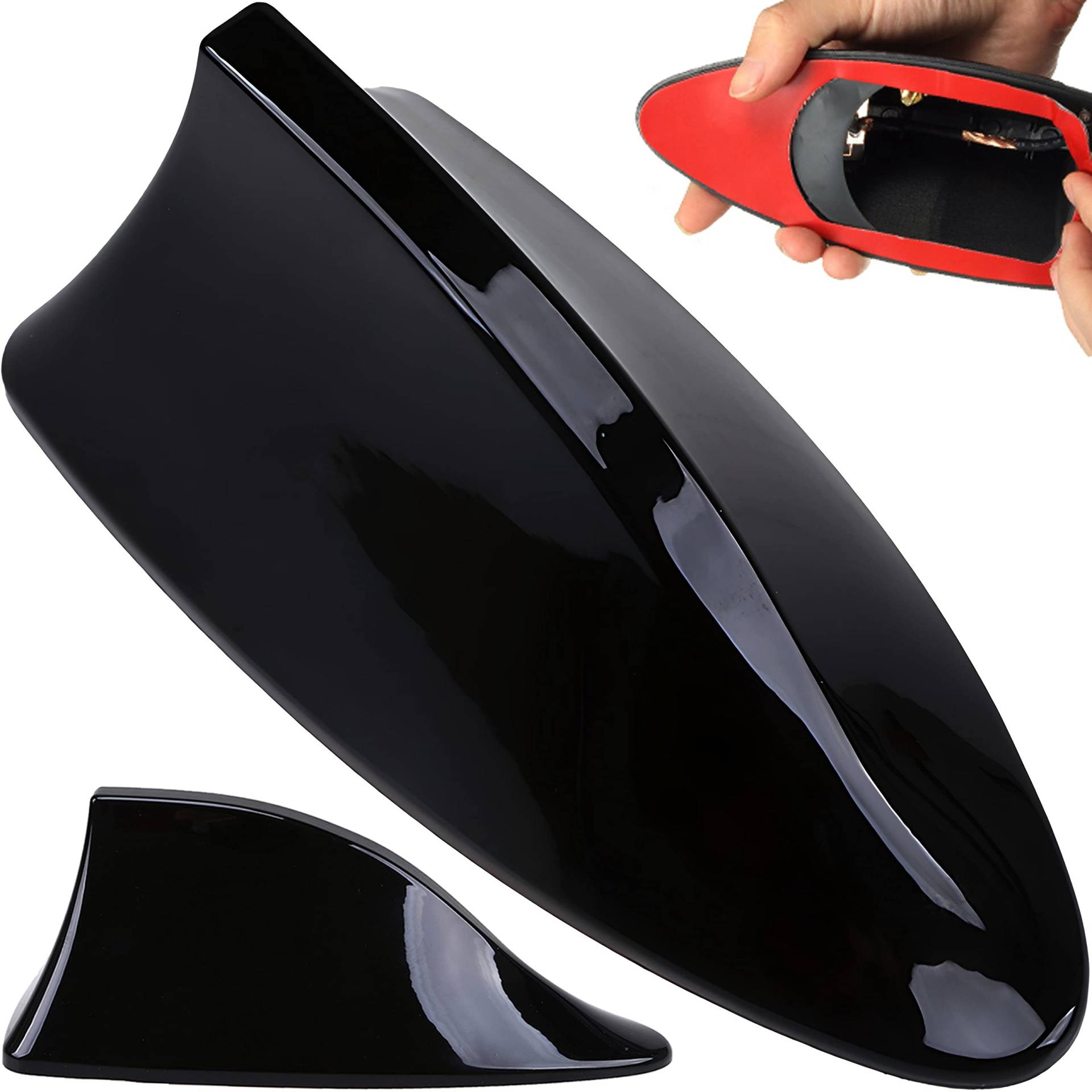 Retoo Autoantenne, Haifischflossen Car Shark Fin Antenne, Dachantenne, Universal Signalradio Antenne AM FM Radio, Auto Antenne für SUV, Trucks, Vans, Auto Tuning, Autoradio Antenne Dach, Schwarz von Retoo