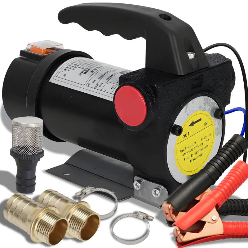 Retoo Dieselpumpe 12V 200W Ölabsaugpumpe Ölpumpe Absaugpumpe Kraftstoffpumpe Ölwechsel Selbstansaugend Ölförderpumpe für eine Autobatterie Heizölpumpe zum Motoröl Heizöl für Motorrad Auto von Retoo
