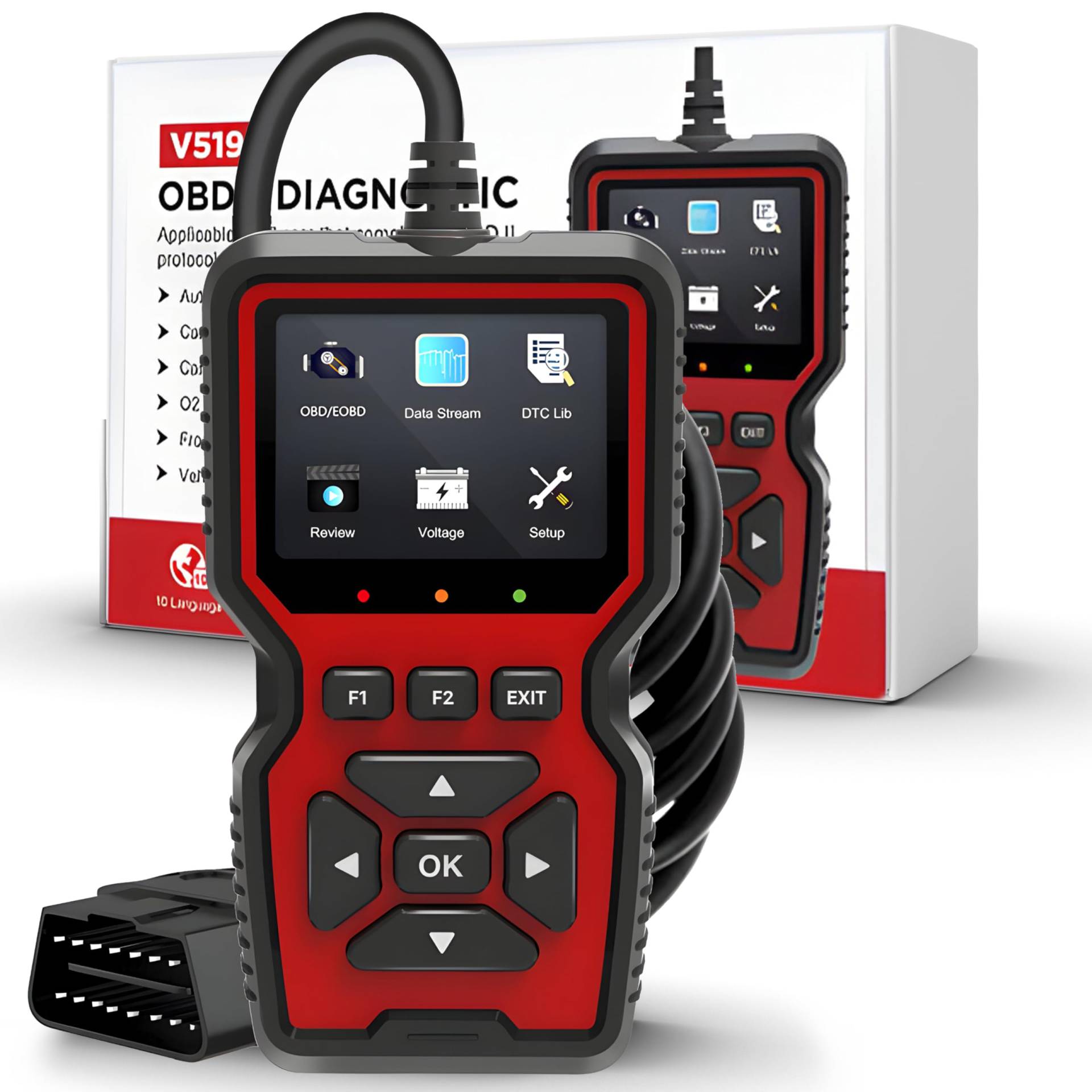 Retoo OBD2, Diagnosetester, Universal KFZ, Fehlercode, Lesegerät, Vollen, Funktionen für Europäische, Protokolle, Diagnosegerät, V519 Schwarze, Farbe Retoo OBD2, Diagnosetester, Universal KFZ, Fehlercode, Lesegerät, Vollen, Funktionen für Europäische, Protokolle, Diagnosegerät, V519 Schwarze, Farbe von Retoo