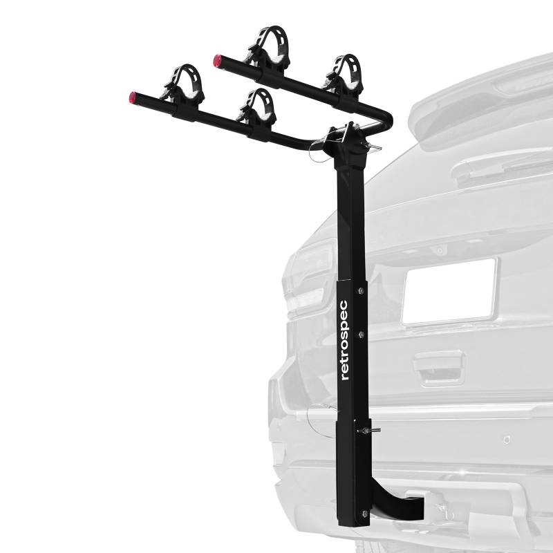 Retrospec Lenox 2-Fahrrad-Anhängerkupplung für Autos, LKWs, SUVs mit 5,1 cm Anhängerkupplung | Faltbarer Stahlrahmen mit Anti-Rassel-Adapter, Spanngurte und Spanngurte - passend für die meisten Rahmen von Retrospec