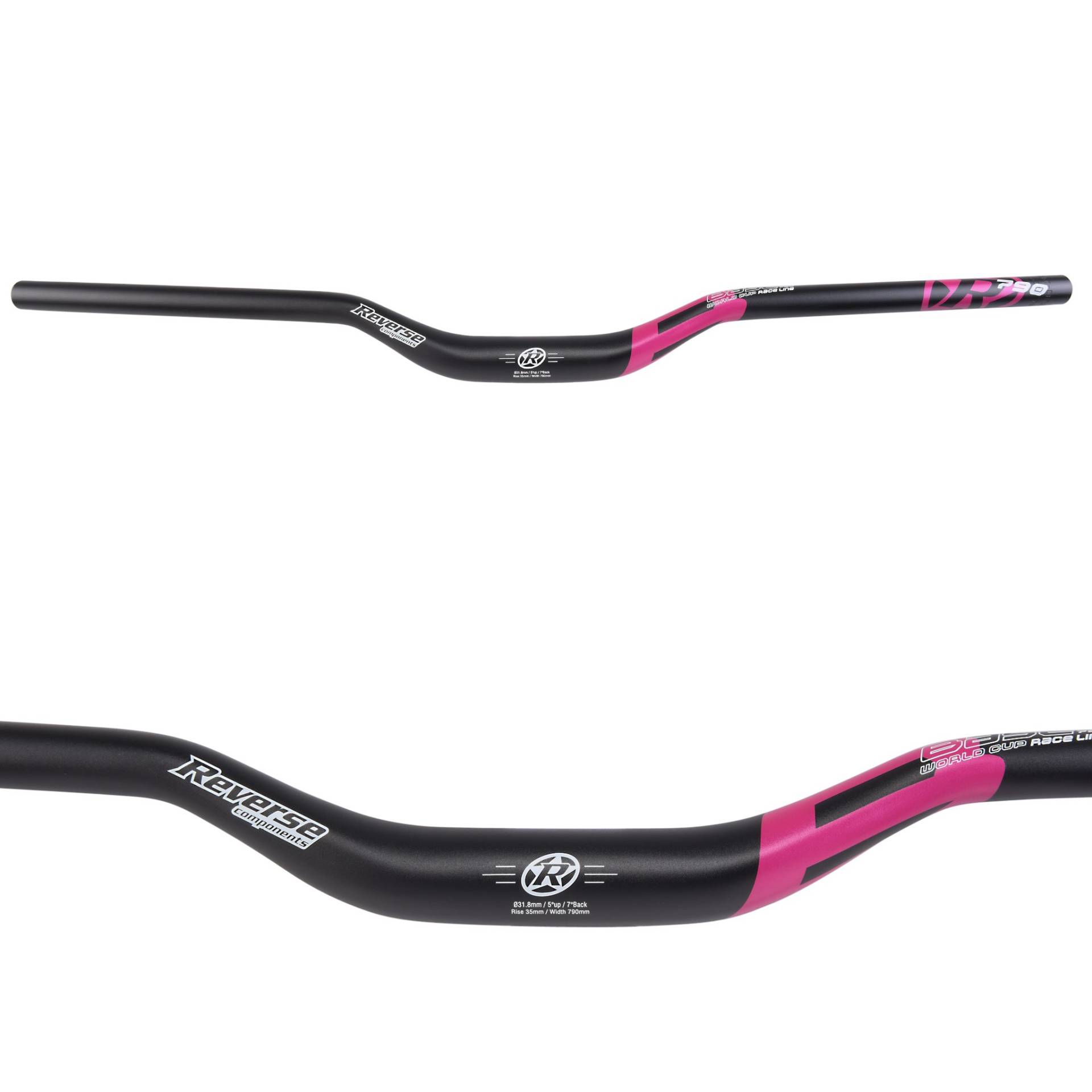 Reverse Base Fahrrad Lenker 31.8mm 790mm schwarz/pink: Größe: 35mm Rise von Reverse