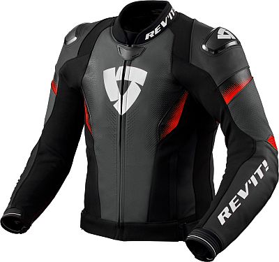 Revit Control, Leder-/Textiljacke - Schwarz/Neon-Rot - 48 von Revit