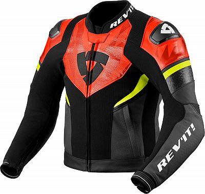 Revit Hyperspeed 2 Air, Lederjacke perforiert - Schwarz/Neon-Rot/Neon-Gelb - 52 von Revit