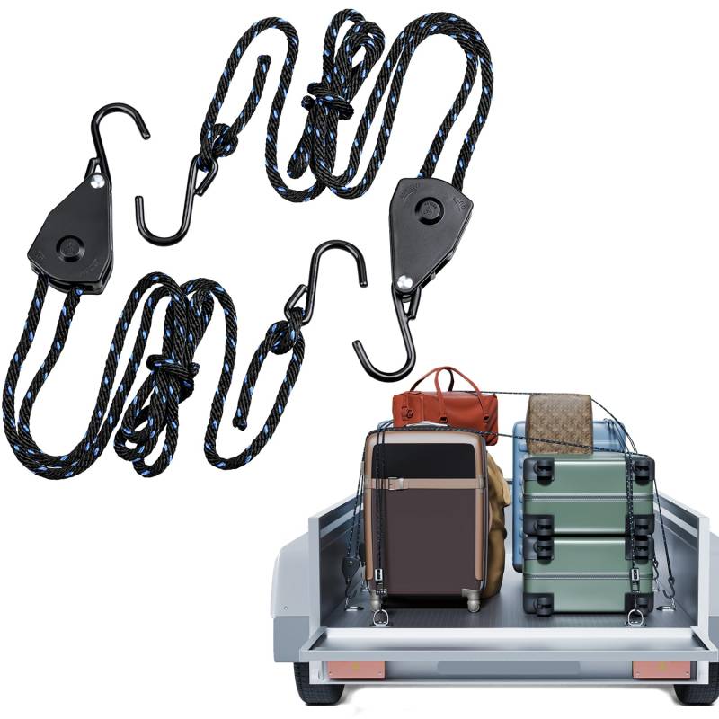 2X Flaschenzug Set 3/8" Seilspanner Heavy-Duty mit 2X 2,3m Seil 113 KG Belastbarkeit Perfekt für Outdoor Camping Planen Markisen & Werkstatt von RheinParts