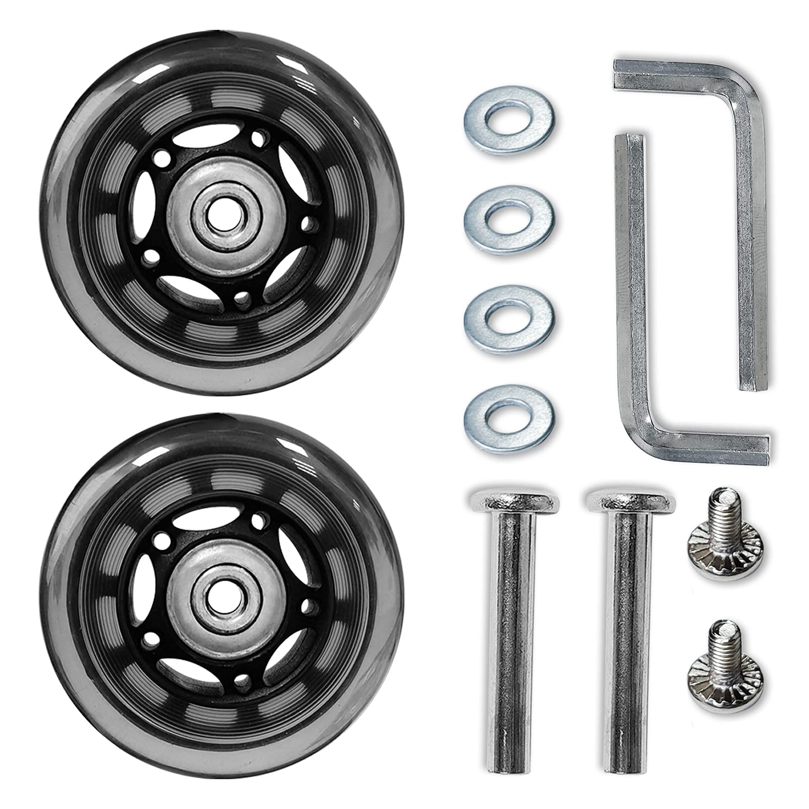 Rhinenet Ersatzrollen für Gepäck, Koffer, Außendurchmesser, 68 mm, Reparaturset, Achsen, Gummi, Metall, transparent, Radrollenlager, Werkzeuge, verschleißfest, stumm, flexibel, Set mit 2 Rädern, 68 mm von Rhinenet