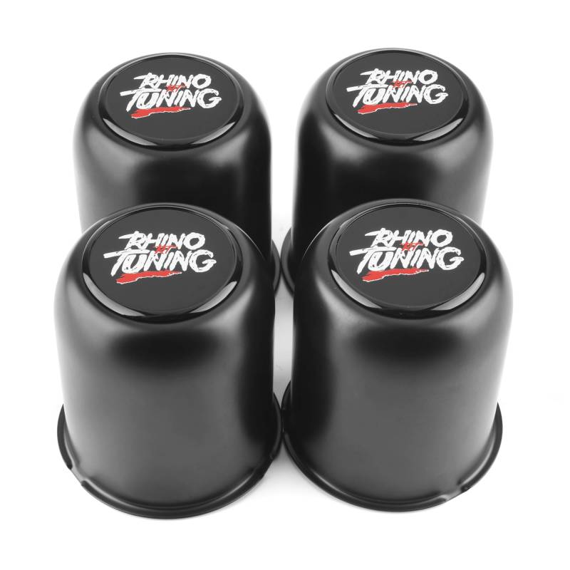 RhinoTuning 4 Stück Radnabenkappen 3,19" Nabendeckel H 3,62", Edelstahl Abnehmbarer Deckel Mit Etikettierung Radnabenabdeckung Geeignet für Tourenwagen Geländewagen Anhänger LKM Rad, Schwarz von Rhinotuning