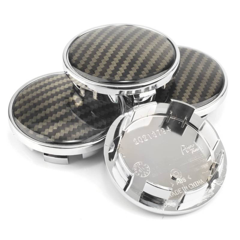 Rhinotuning 4 x 66 mm ABS-Material Schwarzgraue Streifenbeschriftung Silber Rad Nabenkappen Nabendeckel für 3B7601171 5G0601171#69729#69991 von Rhinotuning