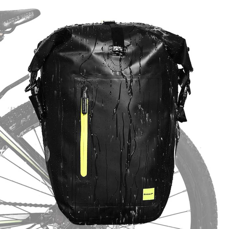 Rhinowalk 25L Fahrradtasche Wasserdicht Gepäckträgertasche Fahrrad Gepäckträger Seitentaschen Rolltop Radtasche Hinterradtasche, Grün von Rhinowalk