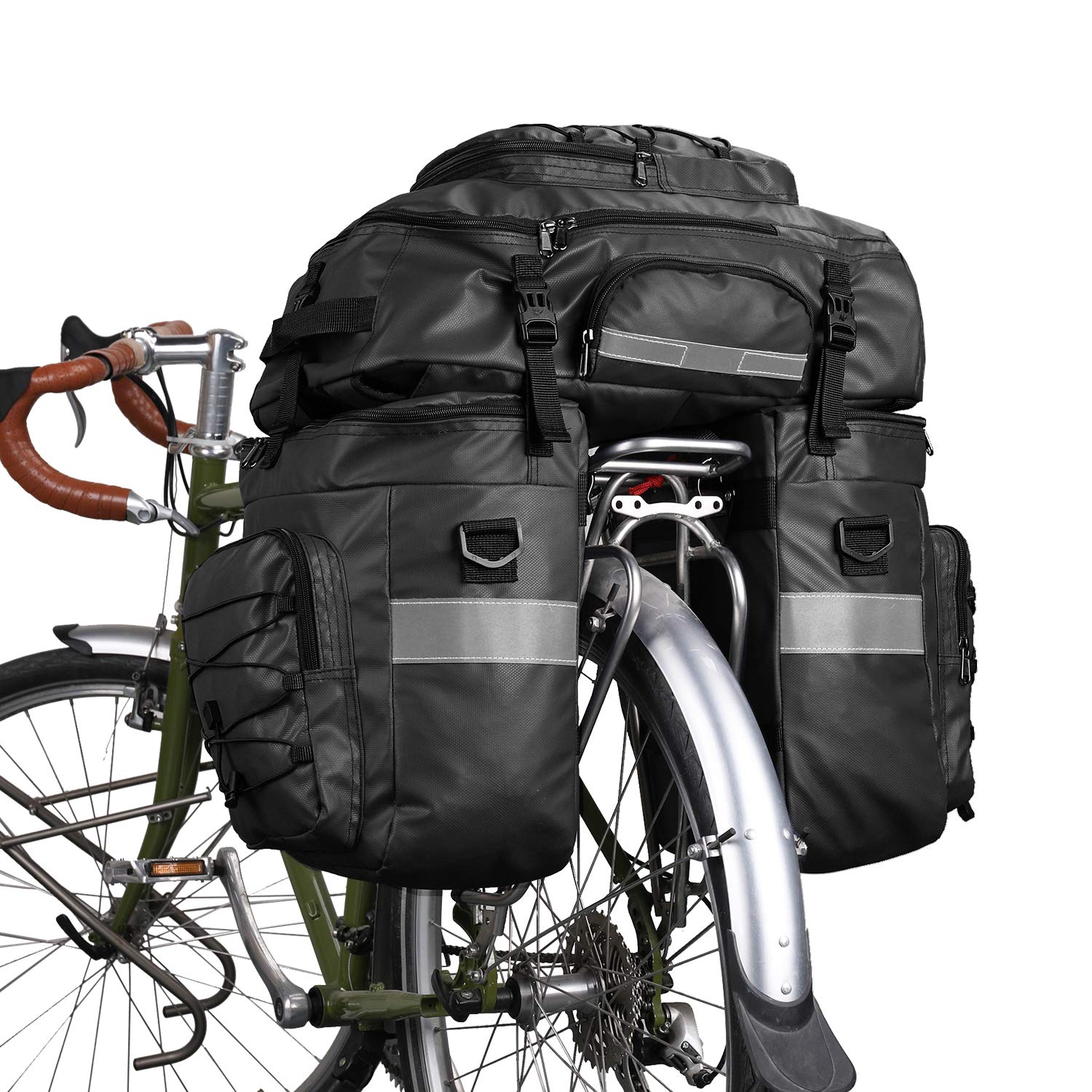 Rhinowalk 3 IN 1 Fahrrad Gepäckträgertaschen Wasserdicht Fahrradtasche für Gepäckträger Fahrrad Rücksitz Tasche Trägertasche Seitentaschen mit Schultergurt von Rhinowalk