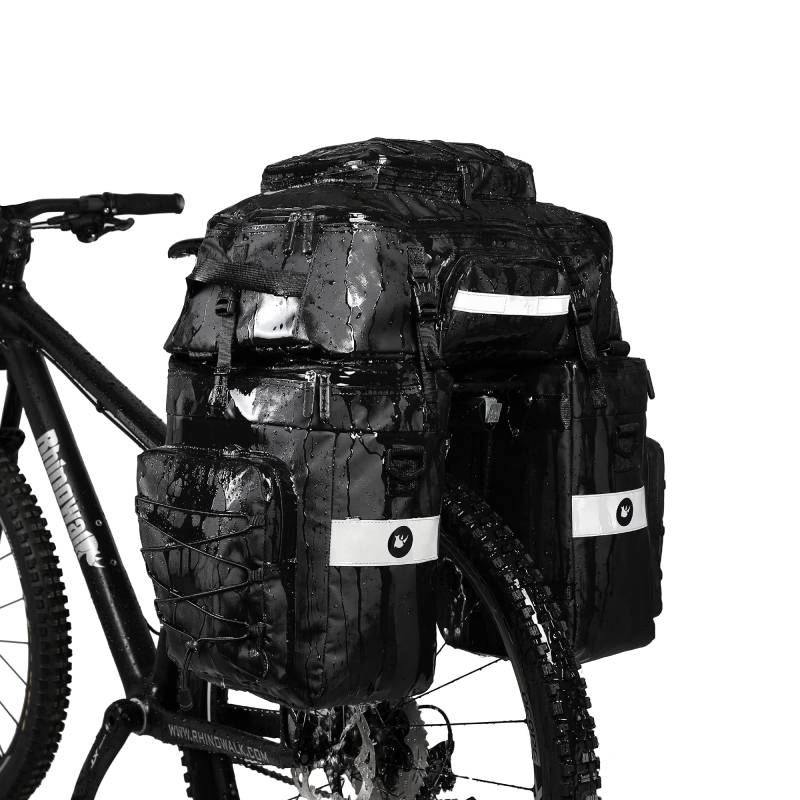 Rhinowalk 3 IN 1 Multifunktional Fahrrad Gepäckträgertaschen 65L Fahrrad Rücksitz Tasche Gepäckträger Tasche Fahrradtasche mit Regenschutz für Mountain Road Bike von Rhinowalk