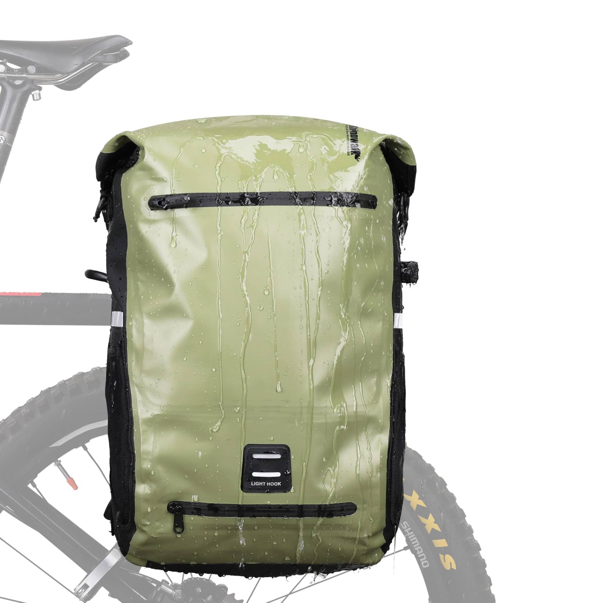 Rhinowalk Fahrrad Gepäckträgertasche Wasserdicht 22L Fahrradtasche Hinterradtasche Gepäckträger Seitentaschen Rolltop Radtasche von Rhinowalk