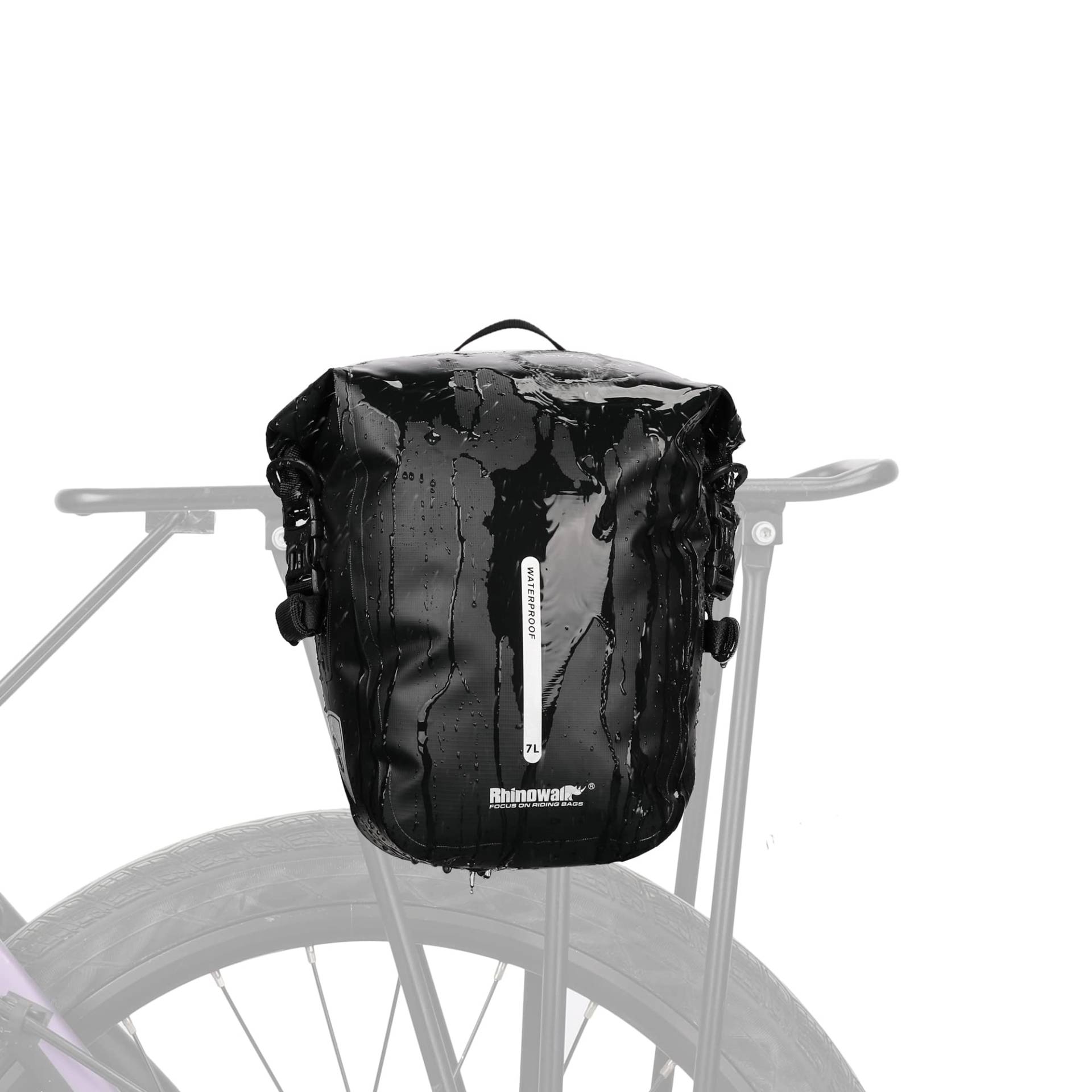 Rhinowalk Fahrrad Gepäckträgertasche Wasserdicht 7L Fahrradtasche für Gepäckträger Fahrrad Trägertasche Seitentaschen Rolltop Hinterradtasche mit Schultergurt von Rhinowalk