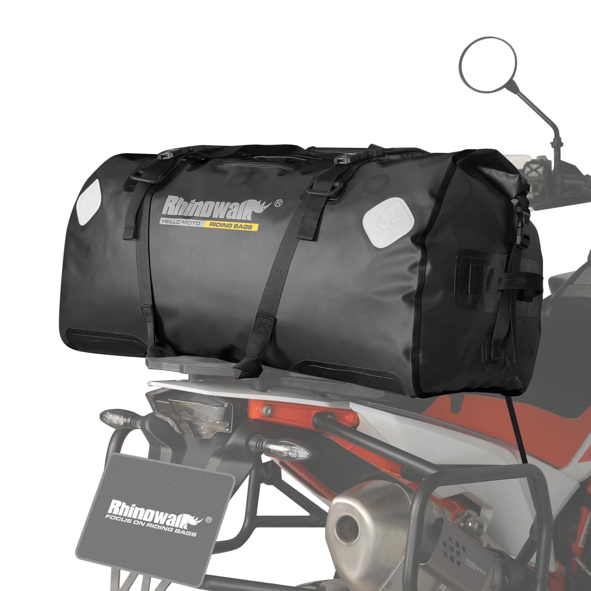 Rhinowalk Motorrad-Hecktasche, wasserdichte Reisetasche, Motor-Reisegepäck, Motorrad-Sitztasche, Heckgepäckträger-Kofferraumtasche für Camping, Bootfahren, Fahrrad,65L Schwarz Rhinowalk Motorrad-Hecktasche, wasserdichte Reisetasche, Motor-Reisegepäck, Motorrad-Sitztasche, Heckgepäckträger-Kofferraumtasche für Camping, Bootfahren, Fahrrad,65L Schwarz von Rhinowalk