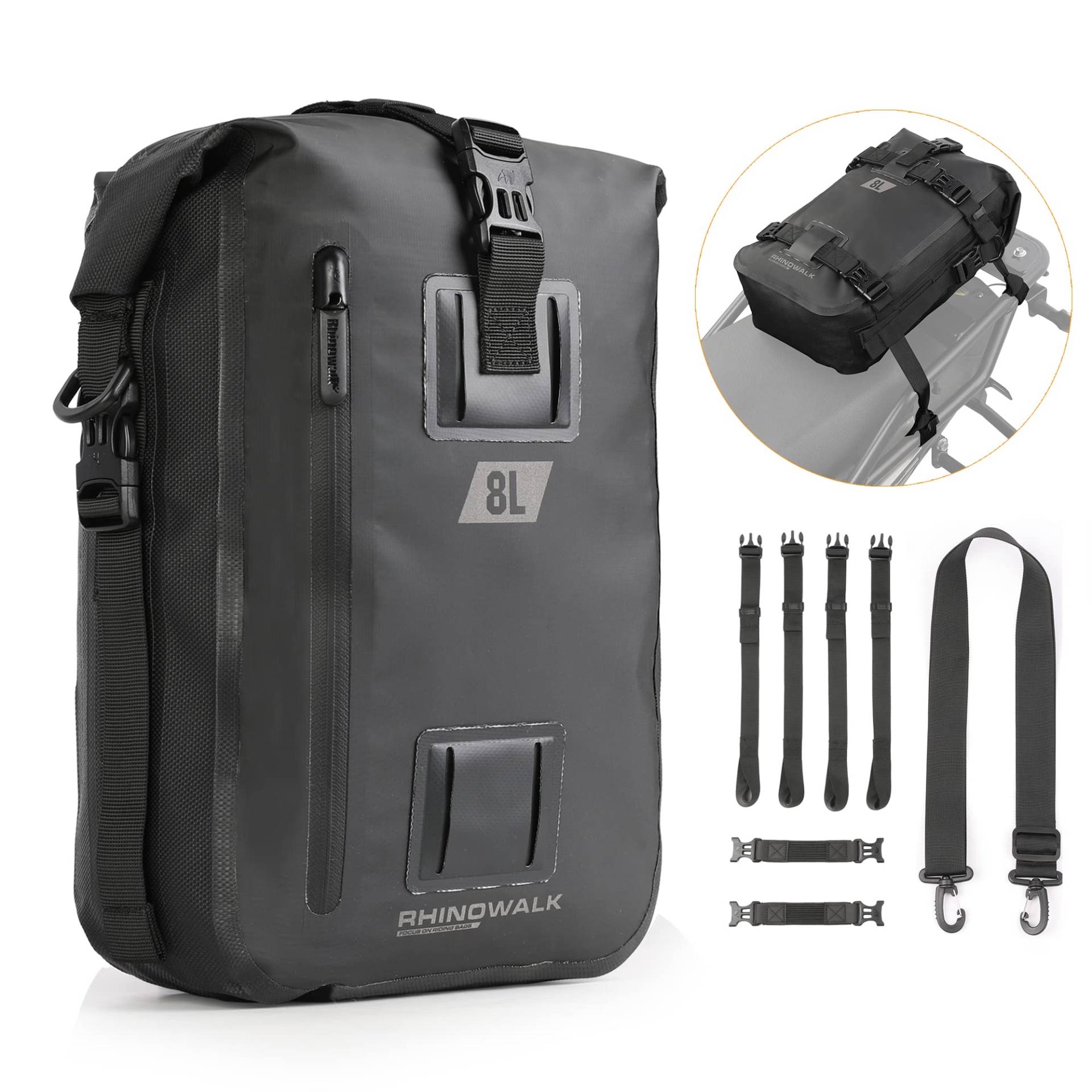 Rhinowalk Motorrad Sitztasche 8/15/30L Wasserdicht Motorradtasche Satteltaschen Gepäckträgertaschen Hecktasche Hinterradtasche Motorradgepäck Tasche Rhinowalk Motorrad Sitztasche 8/15/30L Wasserdicht Motorradtasche Satteltaschen Gepäckträgertaschen Hecktasche Hinterradtasche Motorradgepäck Tasche von Rhinowalk