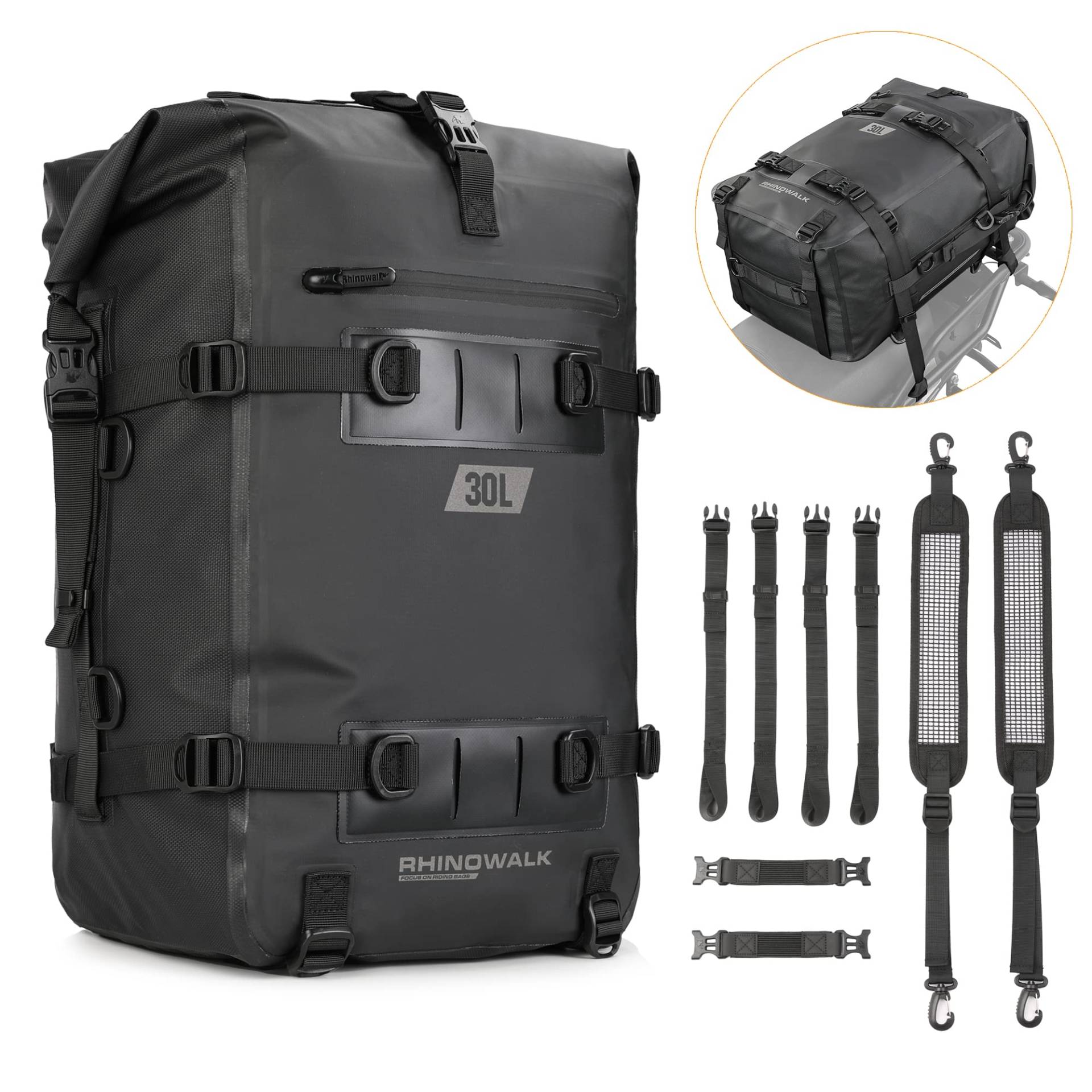 Rhinowalk Motorrad Sitztasche 8/15/30L Wasserdicht Motorradtasche Satteltaschen Gepäckträgertaschen Hecktasche Hinterradtasche Motorradgepäck Tasche Rhinowalk Motorrad Sitztasche 8/15/30L Wasserdicht Motorradtasche Satteltaschen Gepäckträgertaschen Hecktasche Hinterradtasche Motorradgepäck Tasche von Rhinowalk