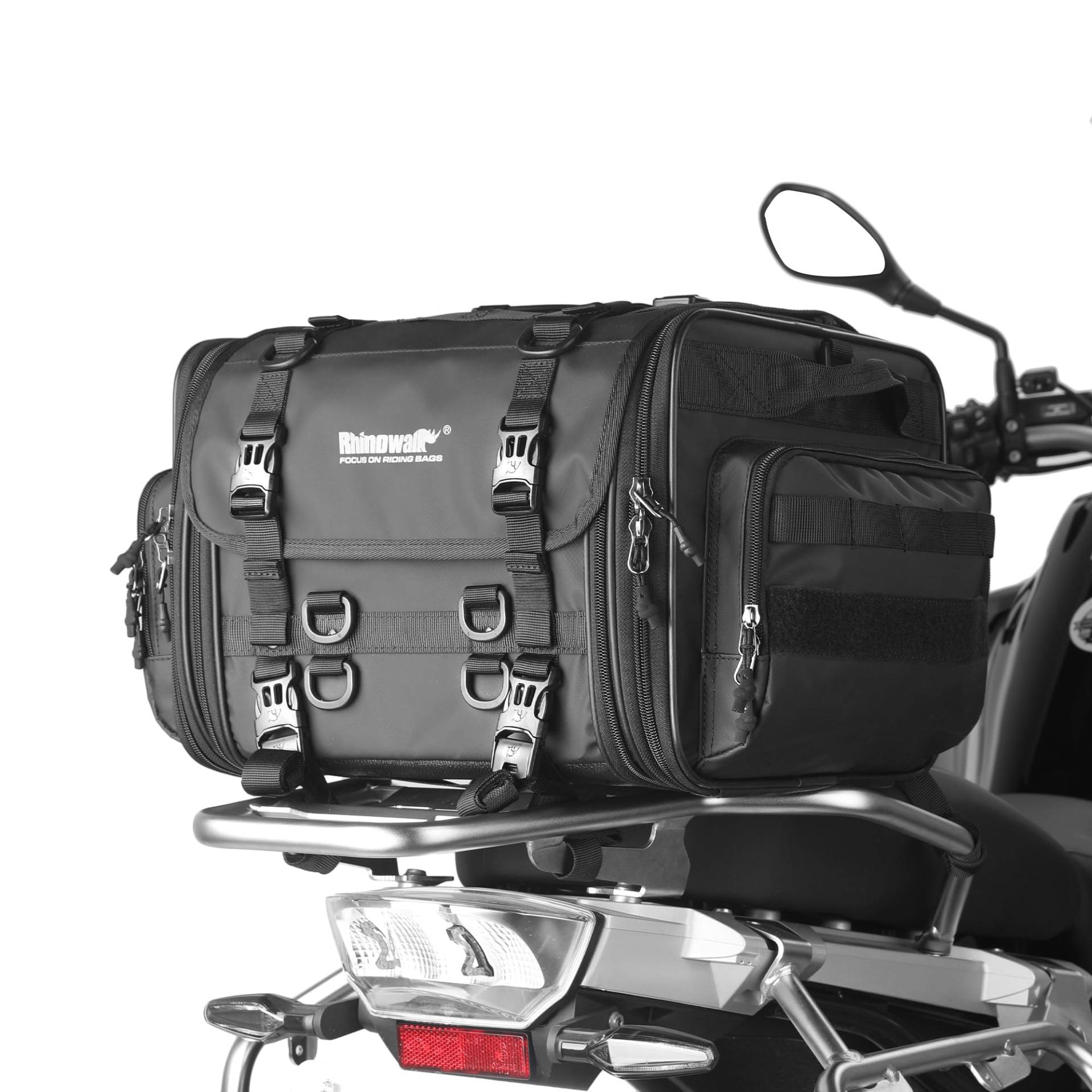 Rhinowalk Motorrad Sitztaschen 33-45L Wasserdicht Motor Rücksitztasche Gepäcktasche Hecktasche Erweiterbar Satteltasche Reisetasche Rhinowalk Motorrad Sitztaschen 33-45L Wasserdicht Motor Rücksitztasche Gepäcktasche Hecktasche Erweiterbar Satteltasche Reisetasche von Rhinowalk