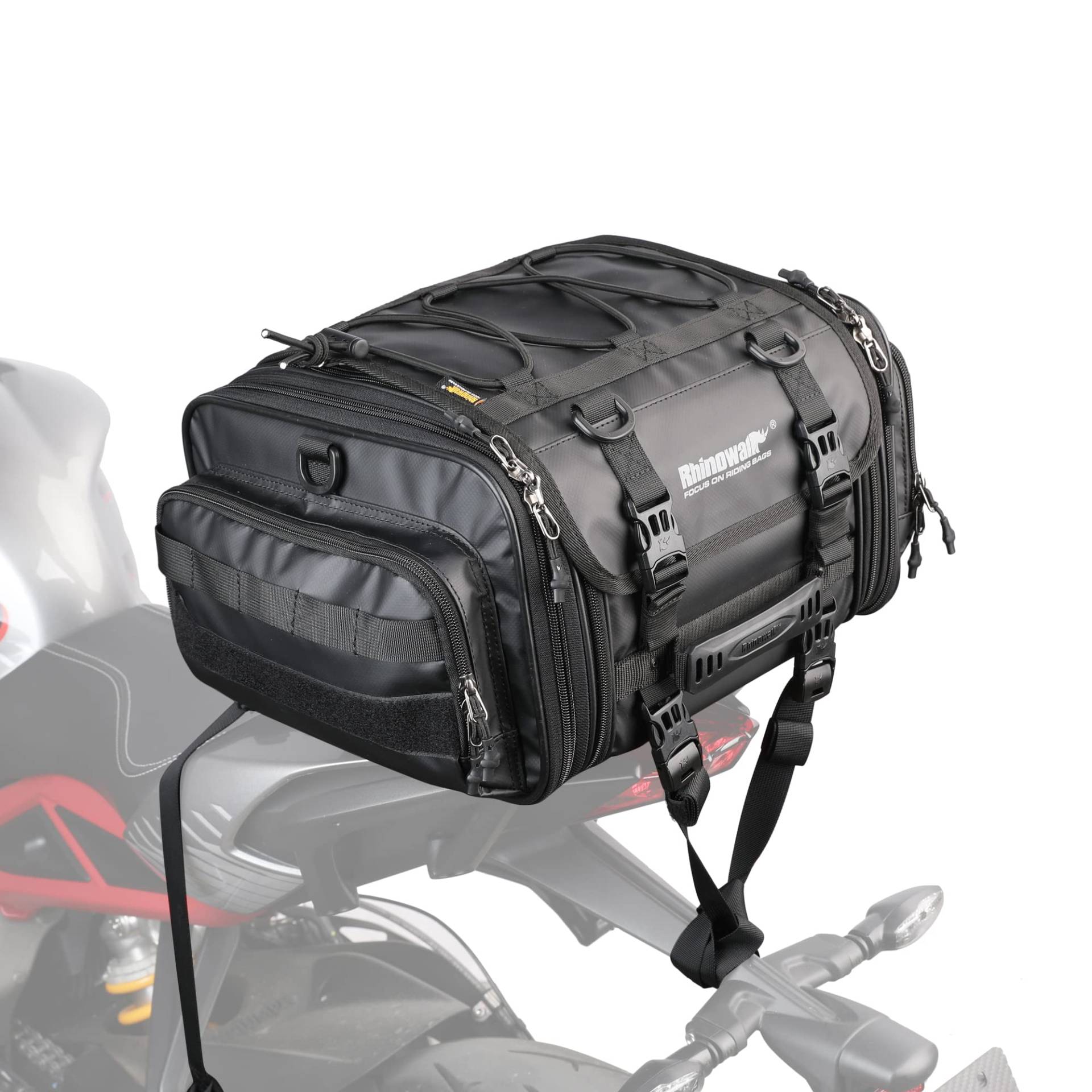 Rhinowalk Motorrad Sitztaschen 19-26L Wasserdicht Motor Rücksitztasche Gepäcktasche Hecktasche Erweiterbar Satteltasche Reisetasche von Rhinowalk
