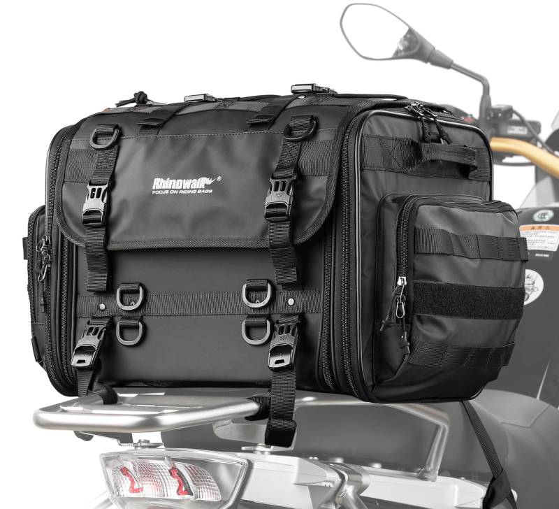 Rhinowalk Motorrad Sitztaschen 40-60L Wasserdicht Motor Rücksitztasche Gepäcktasche Hecktasche Erweiterbar Satteltasche Reisetasche von Rhinowalk