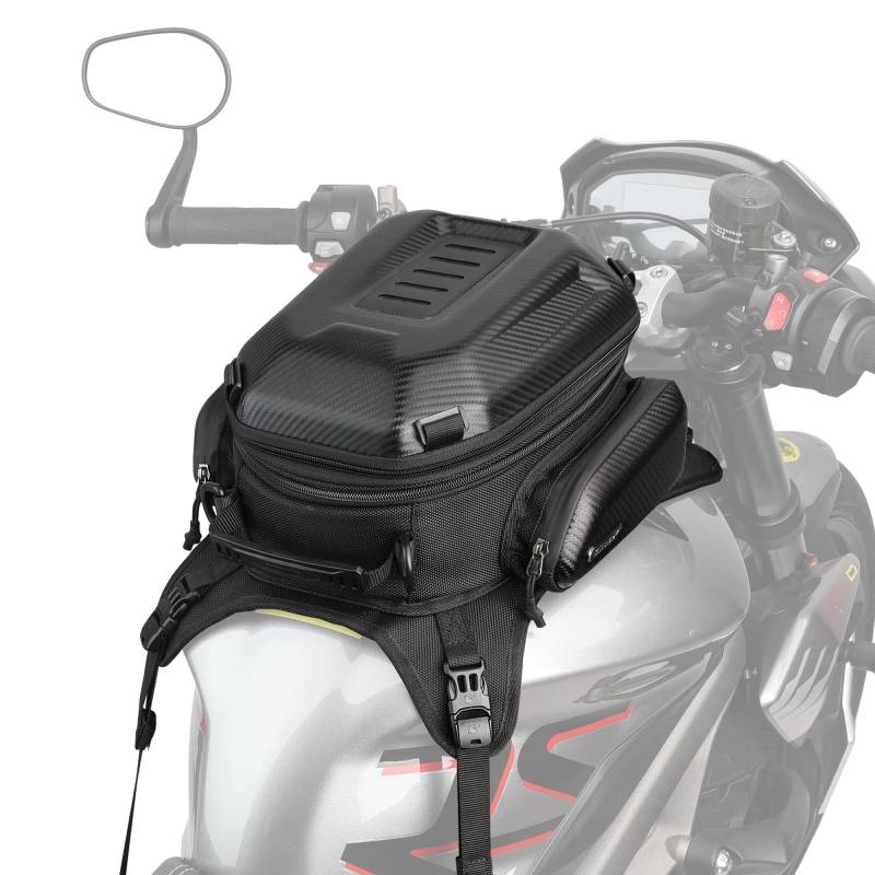 Rhinowalk Motorrad Tankrucksack Tanktasche Hartschale Wasserdicht Erweiterbar 15-18L Motorrad Sitz Aufbewahrungstasche Motorrad Tasche Gepäcktasche Rucksack von Rhinowalk