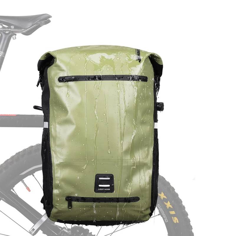 Rhinowalk Multifunktionale Fahrradtasche für Gepäckträger Wasserdicht Gepäckträgertaschen 22L Postman Satteltasche Schultertasche Fahrradtasche Professionelles Fahrradzubehör-Grün von Rhinowalk