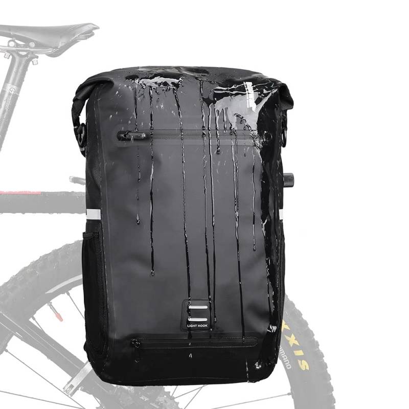 Rhinowalk Multifunktionale Fahrradtasche für Gepäckträger Wasserdicht Gepäckträgertaschen 22L Postman Satteltasche Schultertasche Fahrradtasche Professionelles Fahrradzubehör-Schwarz von Rhinowalk