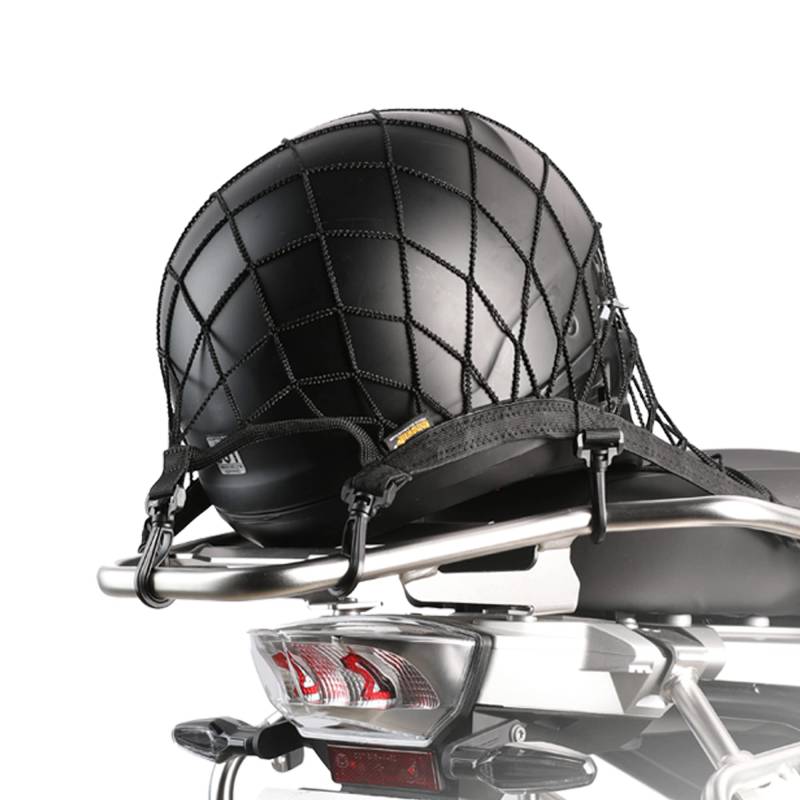 Rhinowalk Motorrad Gepäcknetz Helmnetz Aufbewahrungsnetz mit 8 Haken Motorradhelm Netz Elastisch Spannnetz Sicherungsnetz Transportnetz für Motorrad von Rhinowalk