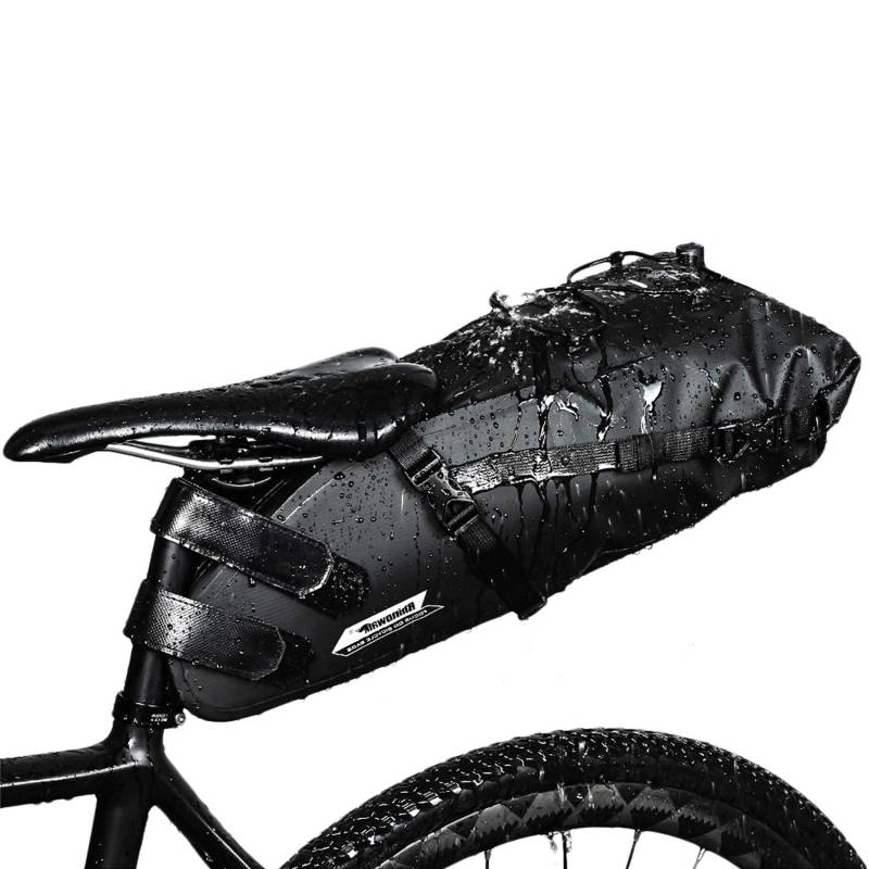 Selighting Satteltasche Wasserdicht Fahrradtasche Fahrradsitz Tasche für Rennrad Mountainbike (Schwarz, 10L) von Rhinowalk