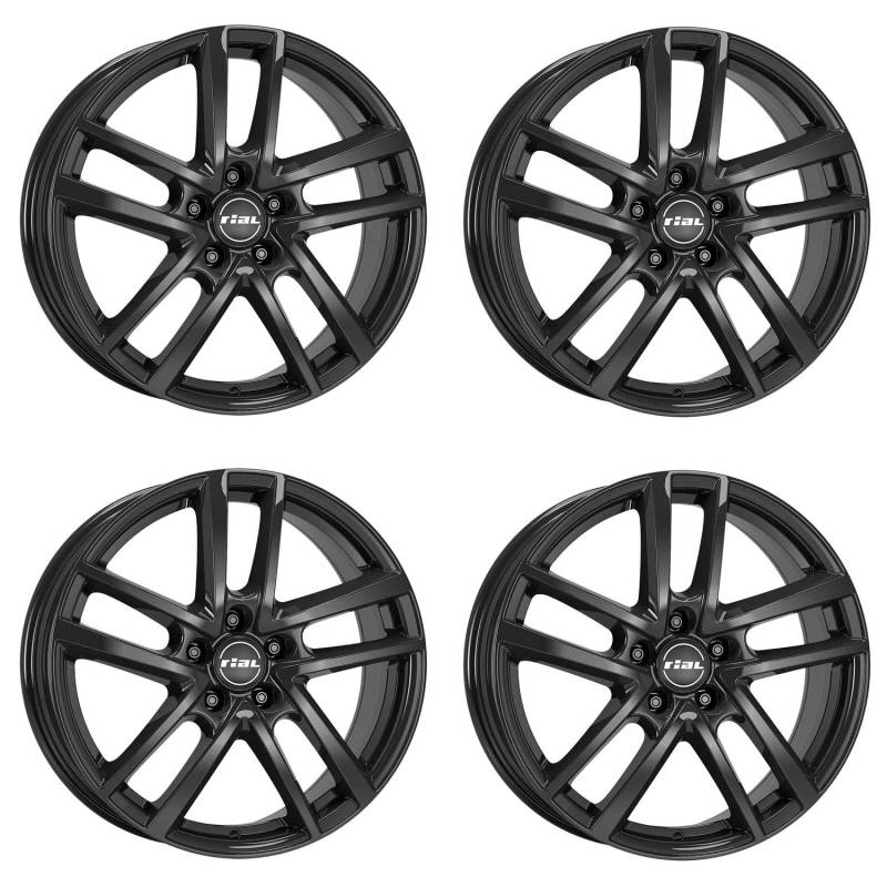 4x Rial Felgen Alufelgen Astorga 7.5Jx18 ET45 5x108 diamant-schwarz kompatibel mit FORD C-Max Edge Focus Kuga Galaxy Mondeo Mustang Mach-E Puma Puma von Rial