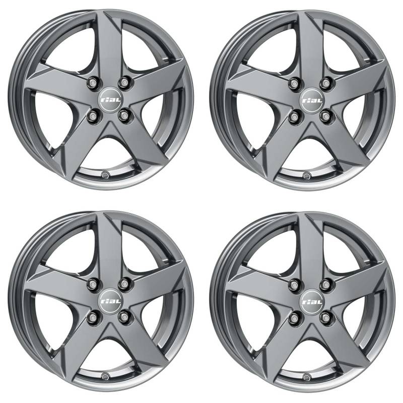 4x Rial Felgen Alufelgen Kodiak 6.0Jx15 ET39 4x100 graphit kompatibel mit OPEL Adam Astra Corsa Karl Karl Rocks Meriva Tigra von Rial