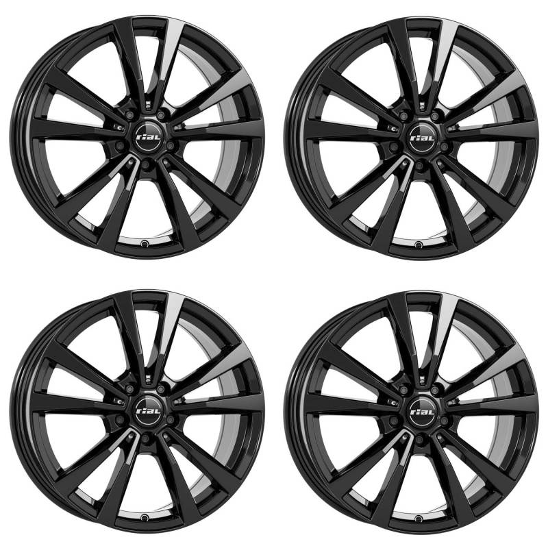 4x Rial Felgen M12 7.5Jx18 ET44 5x112 diamant-schwarz kompatibel mit MERCEDES-BENZ A 45 A B C 43 C 450 C43 AMG 4Matic C CLA E EQA EQB von Rial