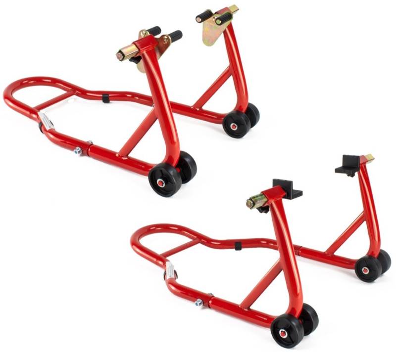 STTKW MONTAGESTÄNDER Set RicambiWeiss Motorradständer Motorradheber Universal Racing Red von Ricambi Weiss