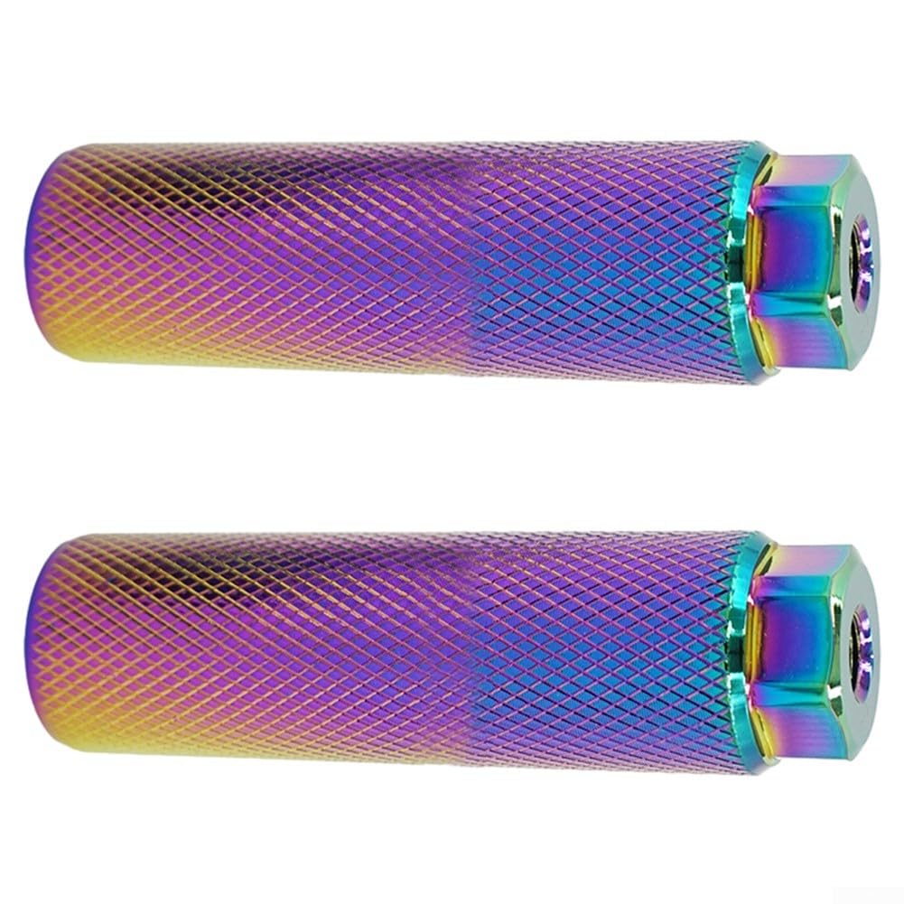Kompakte Fußrasten aus Aluminiumlegierung für Fahrräder, rutschfestes Design, perfekt für Straße und Berg (bunt, 1 Stück) von RichVibe