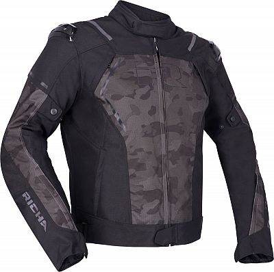 Richa Vendetta Camo, Textiljacke wasserdicht - Schwarz/Grau/Dunkelgrau - 3XL von Richa