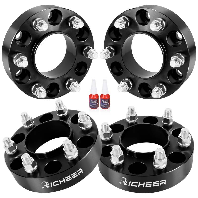 Richeer 6 x 135 mm Nabenzentrische Spurverbreiterungen für 2004–2014 F150 2003–2014 Expedition Navigator 2005–2014 Mark LT 2009–2014 Lobo, 4 Stück 3,8 cm 6 x 135 Radabstandshalter mit 14 x 2 Bolzen von Richeer