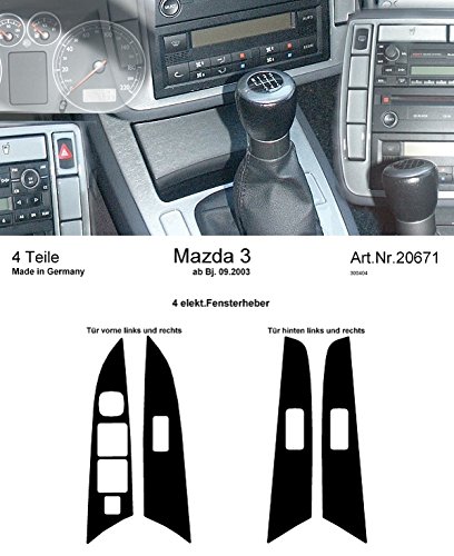 Prewoodec Interieursatz kompatibel mit Mazda 3 9/2003- 4-teilig - Aluminium von Richter