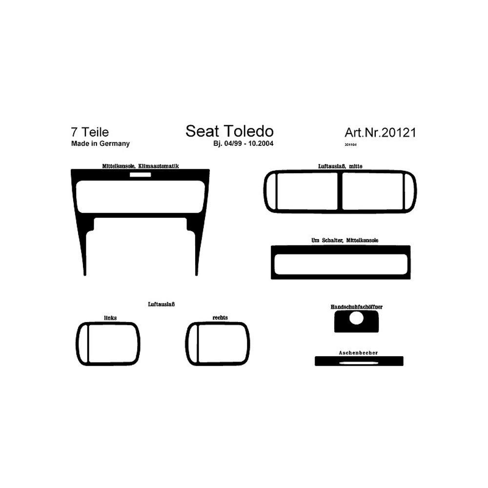 Prewoodec Interieursatz kompatibel mit Seat Toledo inkl. Airco 1/1999- 7-teilig - Gelb von Richter