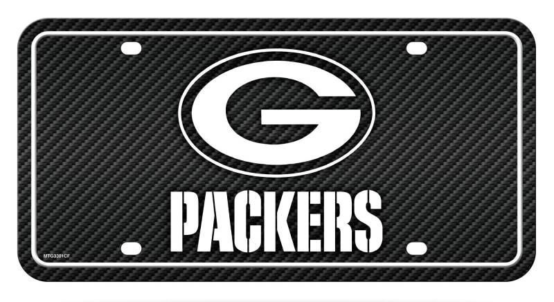 Rico Industries MTG3301CF Packers – Kohlefaser-Design – Metall-Auto-Tag, Mehrfarbig, 15,2 x 30,5 cm von Rico Industries