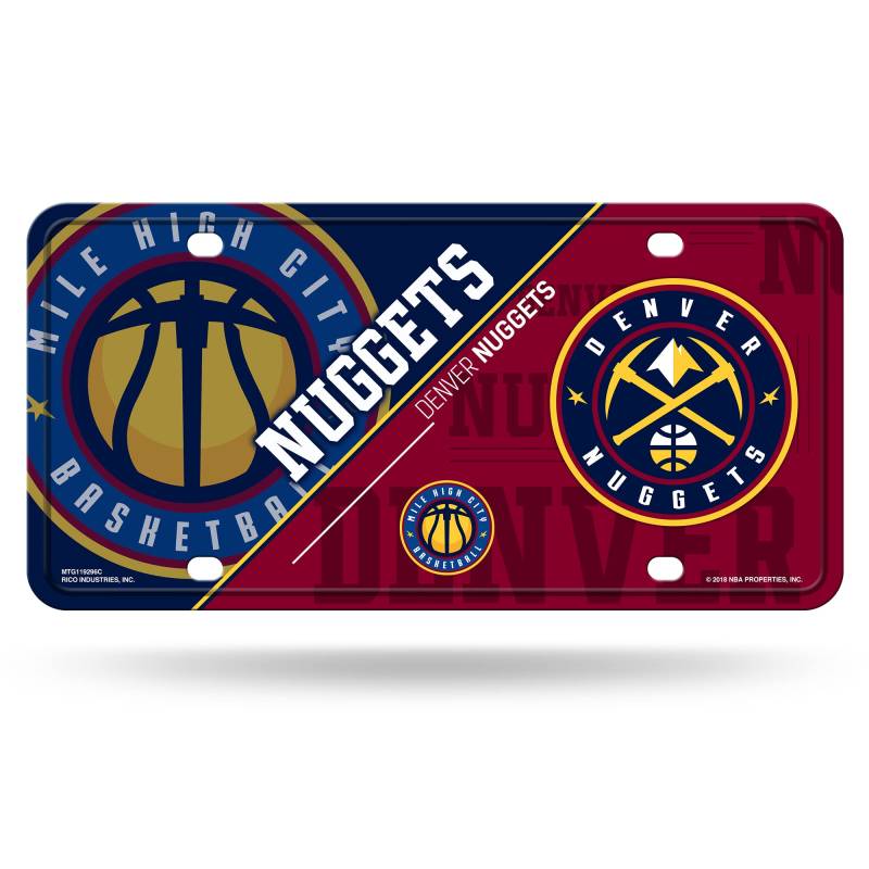 Rico Industries NBA Denver Nuggets Split Metal Auto Tag 21,6 x 27,9 cm – ideal für LKW/Auto/SUV von Rico Industries