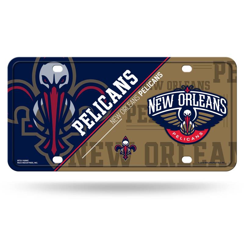 Rico Industries NBA New Orleans Pelicans Split Metall Auto Tag 21,6 x 27,9 cm – ideal für LKW/Auto/SUV von Rico Industries