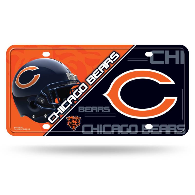 Rico Industries NFL Chicago Bears Unisex Chicago Bears Nummernschild Metalchicago Bears Nummernschild, Metall, Teamfarbe, Einheitsgröße von Rico Industries