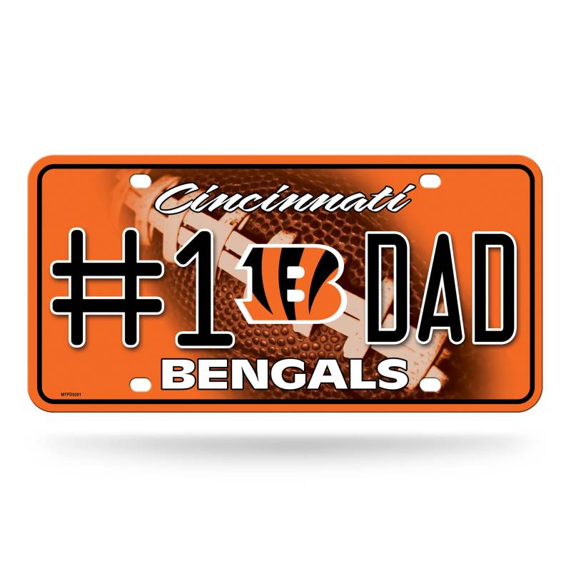 Rico Industries NFL Cincinnati Bengals #1 DAD Metallanhänger (#1 Fan) #1 Fan Metall Auto Tag 21,6 x 27,9 cm – ideal für LKW/Auto/SUV von Rico Industries