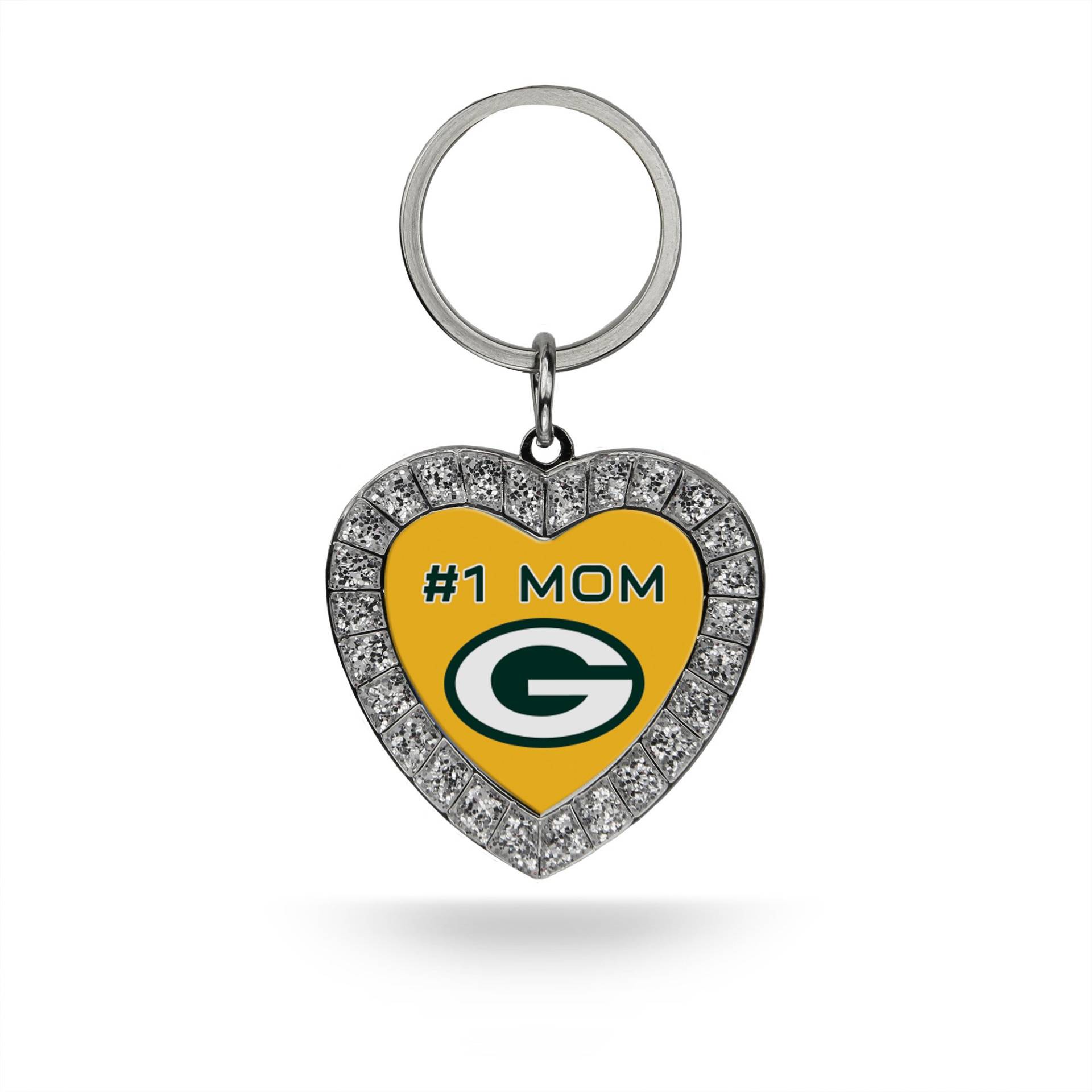 Rico Industries NFL Green Bay Packers Bling #1 Mom Herz Schlüsselanhänger Strass Herz Schlüsselanhänger, 8,9 x 3,8 cm von Rico Industries